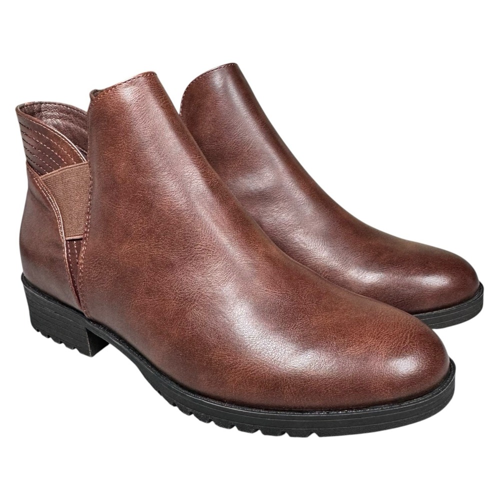 Kim Rogers Harbor Womens 8.5 Brown Ankle Boots Booties Side Zip Chelsea Fall